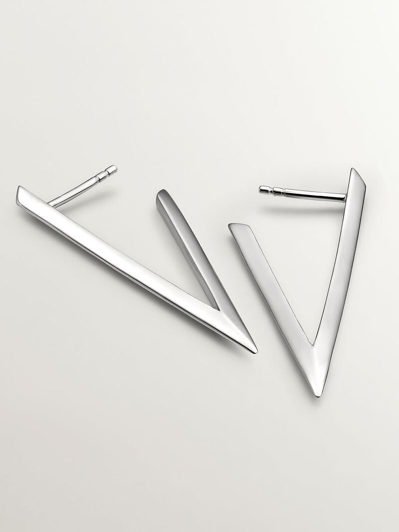 Large triangular 925 silver earrings image number 4