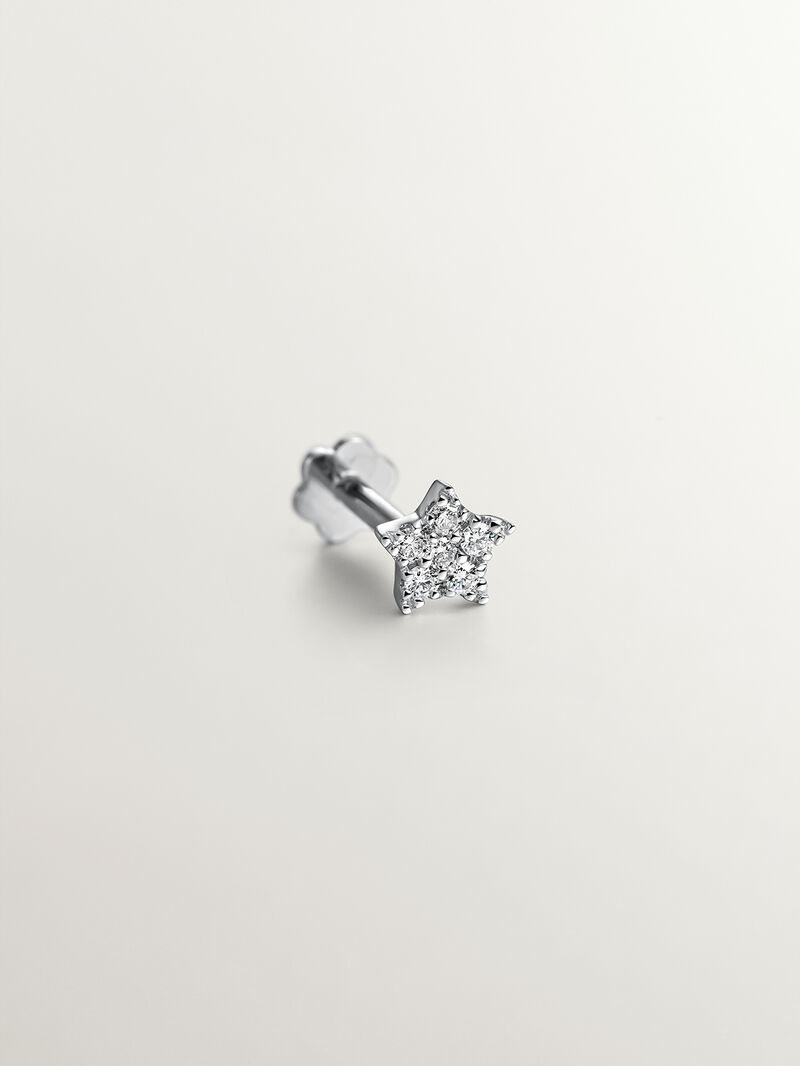 18K white gold piercing with 0.05 cts diamonds and star-shaped image number 1