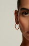 Medium rose gold plated smooth hoop earrings , J01587-03