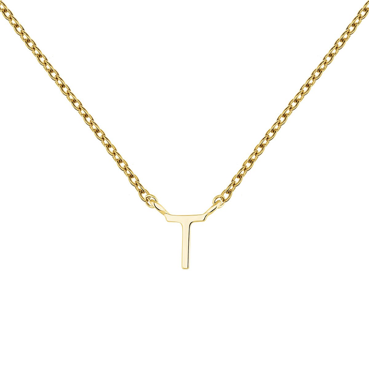 Gold Initial T necklace , J04382-02-T, mainproduct