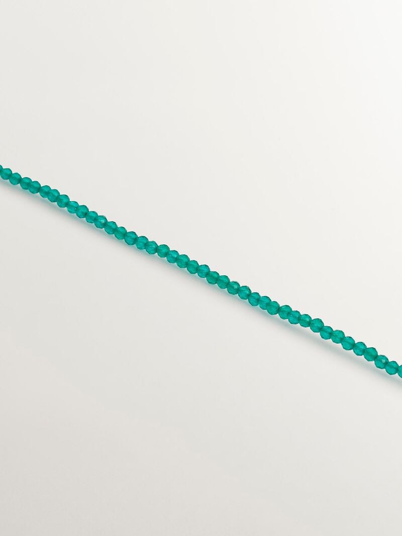 925 Silver bracelet bathed in 18K yellow gold with green onyx beads. image number 2