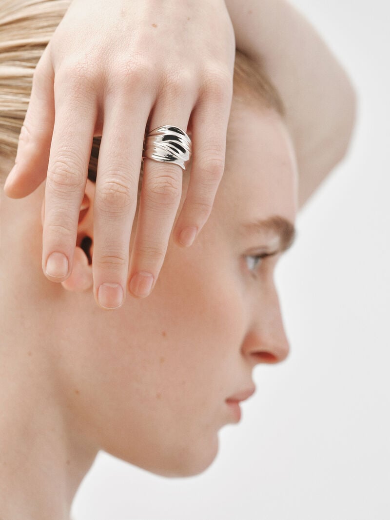 Wide textured 925 silver ring image number 3