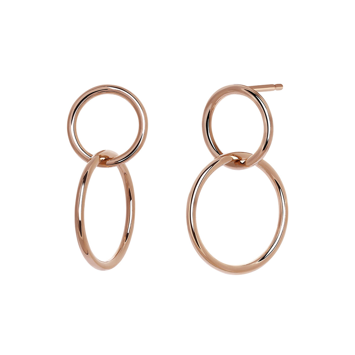 Double medium hoop earrings in 18k rose gold-plated silver , J03587-03, hi-res