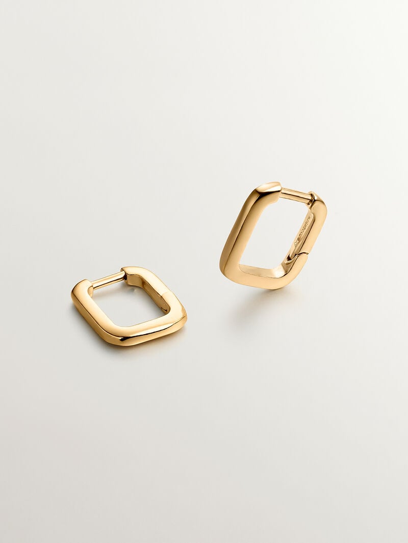 Square hoop earrings in 925 silver bathed in 18K yellow gold image number 2