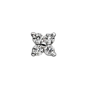 Single 18kt white gold flower-shaped earring with diamonds, J00791-01-NEW-H,hi-res