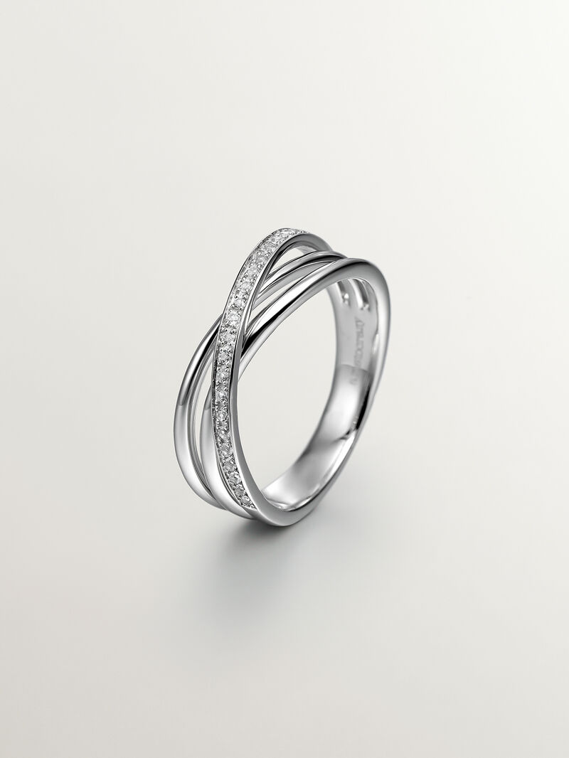 930 Silver Double Ring with White Topazes image number 0