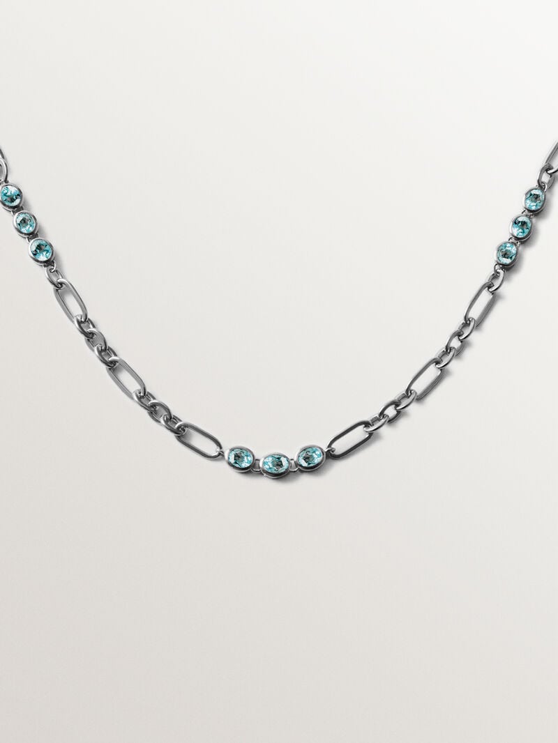 925 silver necklace with sky blue topazes image number 1