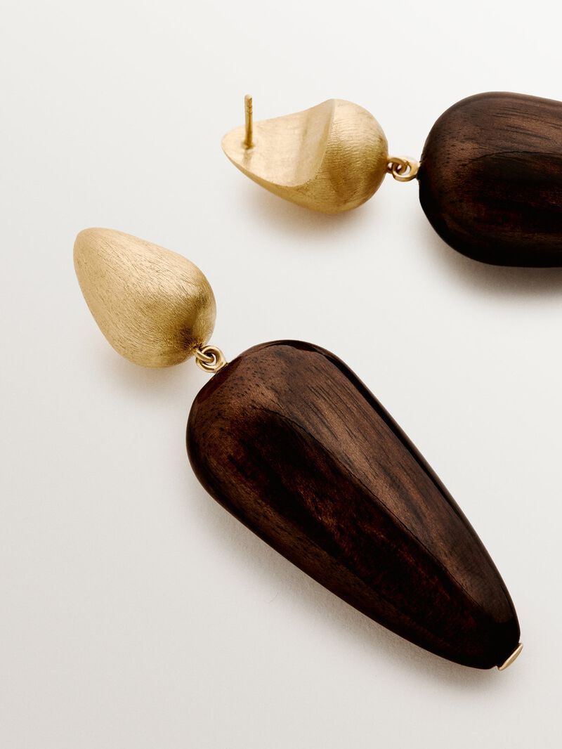 18K yellow gold plated 925 silver earrings with ebony image number 4