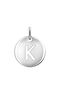 Silver K initial medallion charm  , J03455-01-K