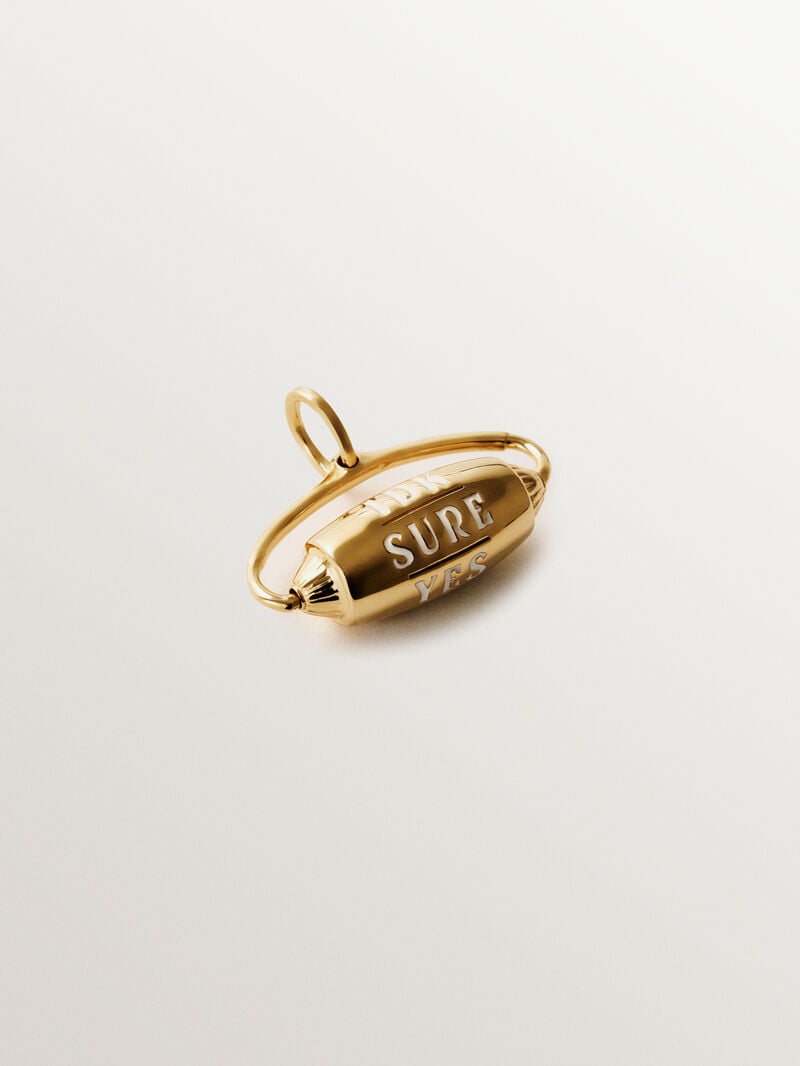 18K gold-plated 925 silver charm with a white enameled lucky charm image number 0