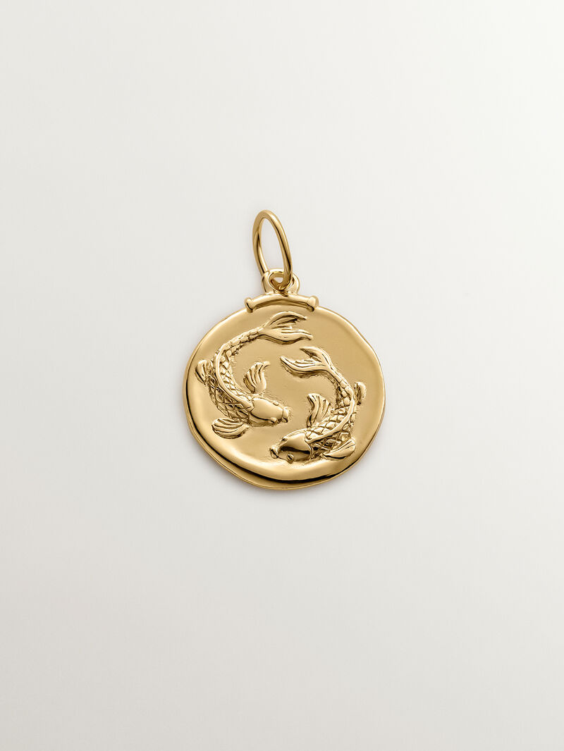 Pisces Charm made from 925 silver bathed in 18K yellow gold. image number 0