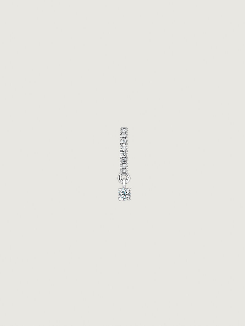 Individual 18K white gold hoop earring with diamonds image number 0