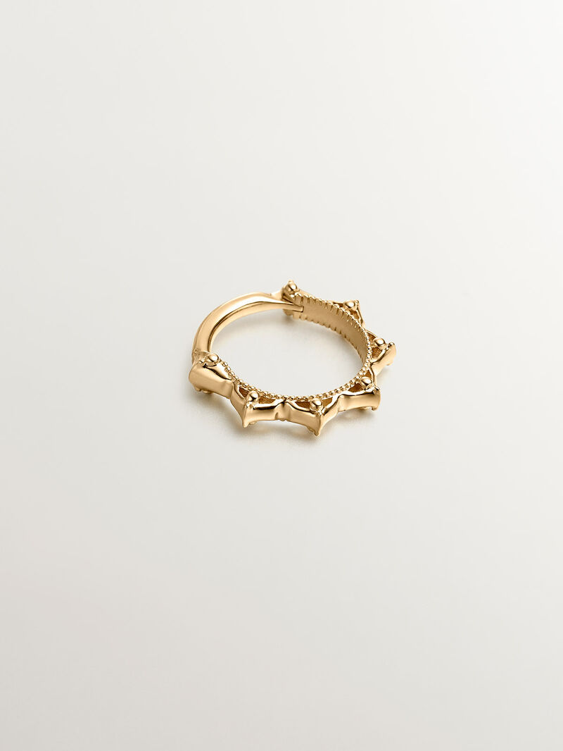 18K Yellow Gold Hoop Daith Piercing with Spikes image number 2