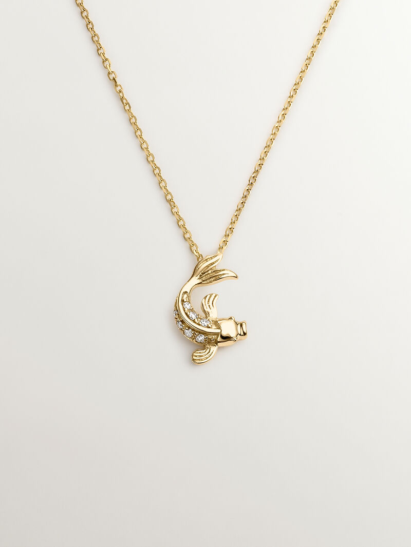 18k yellow gold pendant with diamond-shaped fish. image number 0