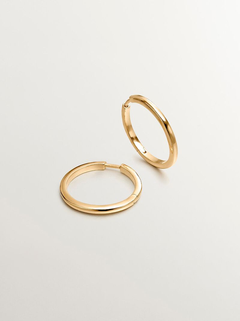 Medium-sized hoop earrings made of 925 silver, coated in 18K yellow gold. image number 2