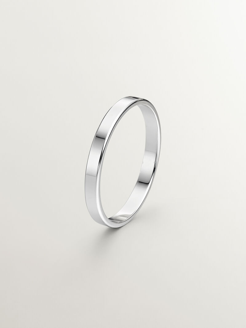 2.40mm flat 18k white gold wedding band image number 0