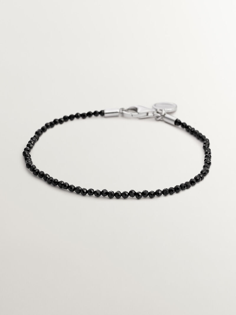 925 Silver bracelet with black spinel beads image number 0