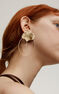 XL-size, embossed hoop earrings in 18kt yellow gold-plated silver with white topaz, J05218-02-WT