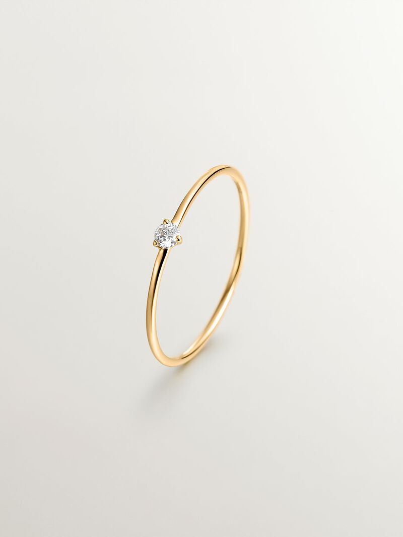 18K yellow gold solitaire ring with a 0.048cts diamond. image number 0