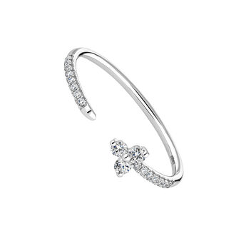 White gold diamond clover You and Me ring , J04433-01,hi-res
