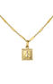 Gold plated square medal necklace , J04716-02