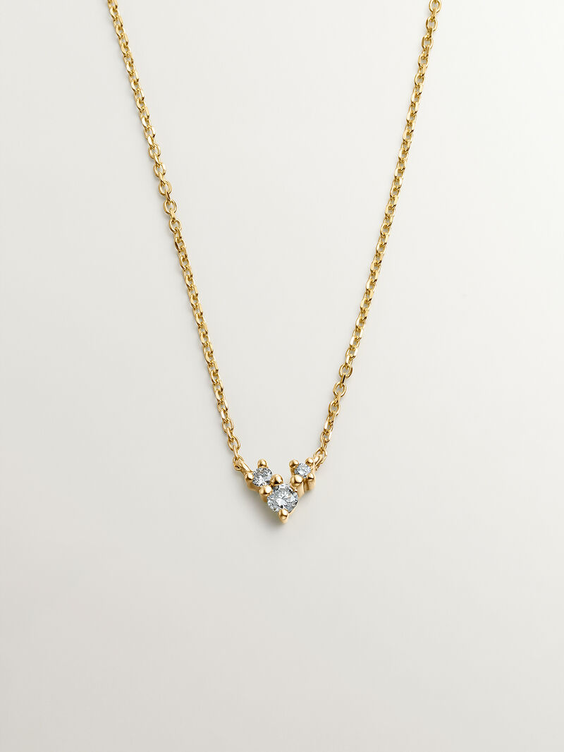 18K yellow gold pendant with three diamonds image number 0