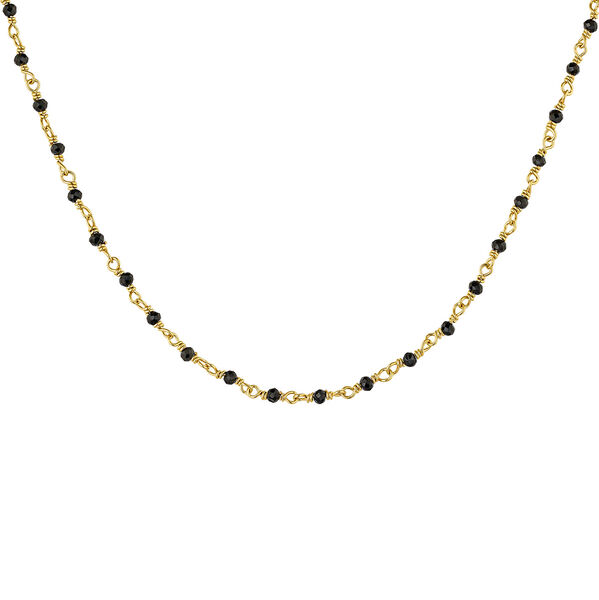 Gold plated silver black spinel chain necklace , J04880-02-BSN, mainproduct