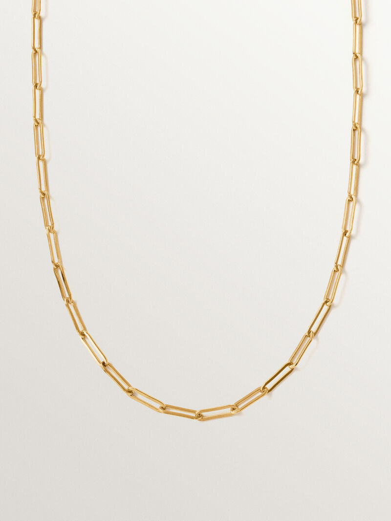 80 cm rectangular link chain made of 925 silver plated with 18K gold image number 0