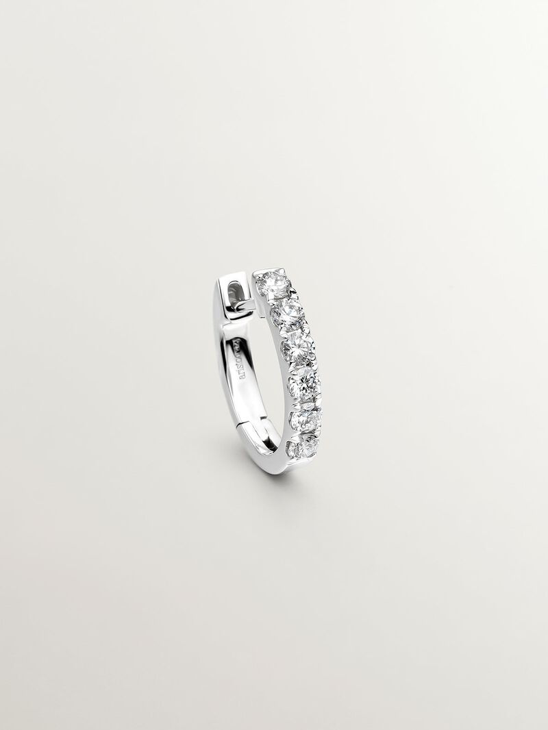 18K white gold single hoop earring with brilliant-cut diamond image number 0