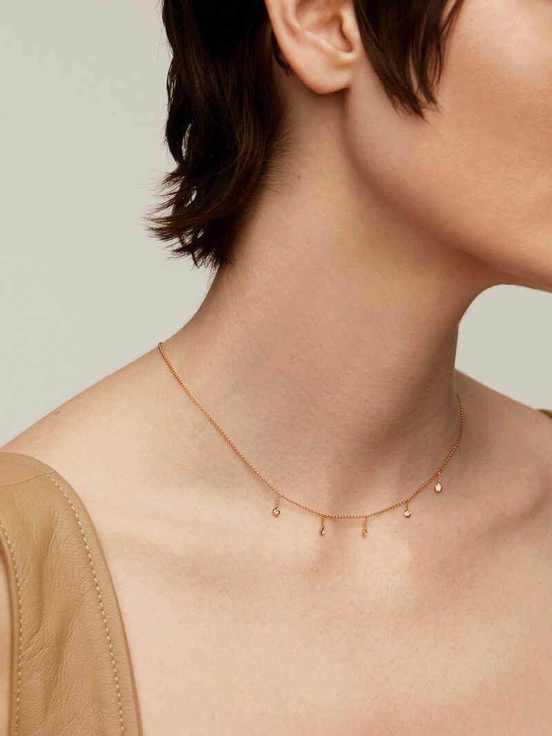 925 silver necklace bathed in 18K yellow gold with white topaz stones image number 1