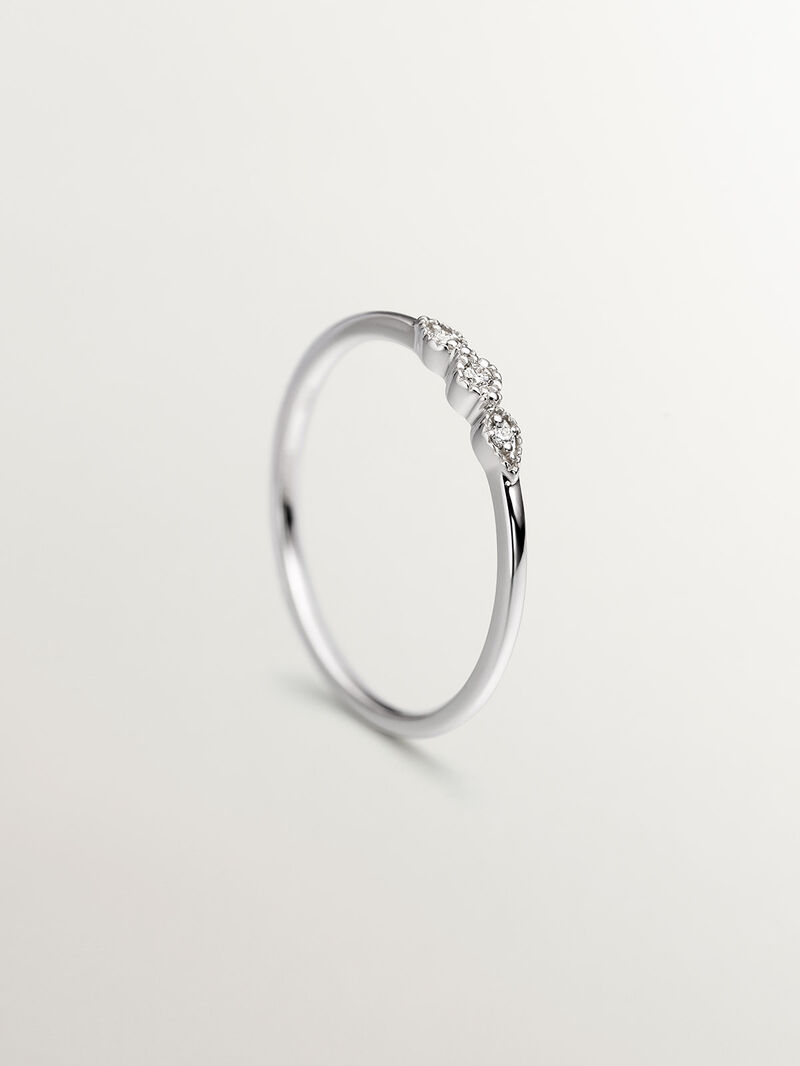 9K White gold triple ring with 0.027 diamonds. image number 4