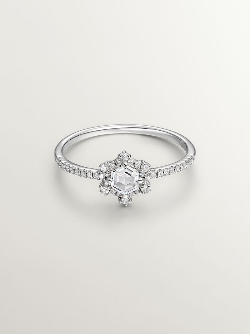 926 Silver ring with topaz and gray diamond. image number 1
