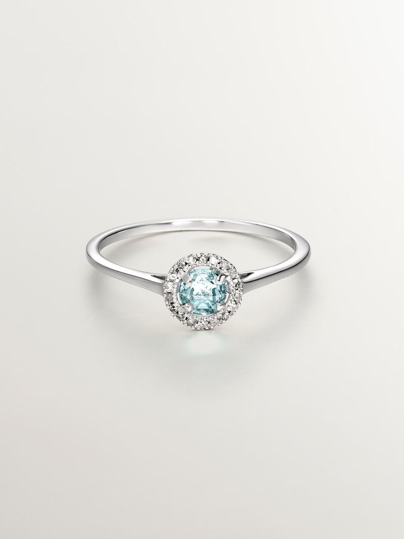 926 Silver Ring with Blue Topaz and Diamonds image number 2