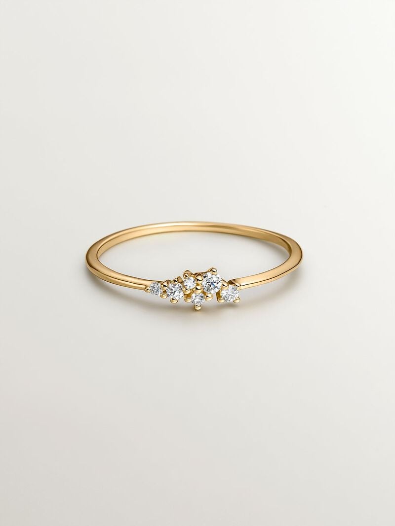 18K yellow gold ring with diamonds 0.025 cts image number 2