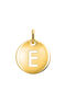 Gold-plated silver E initial medallion charm  , J03455-02-E