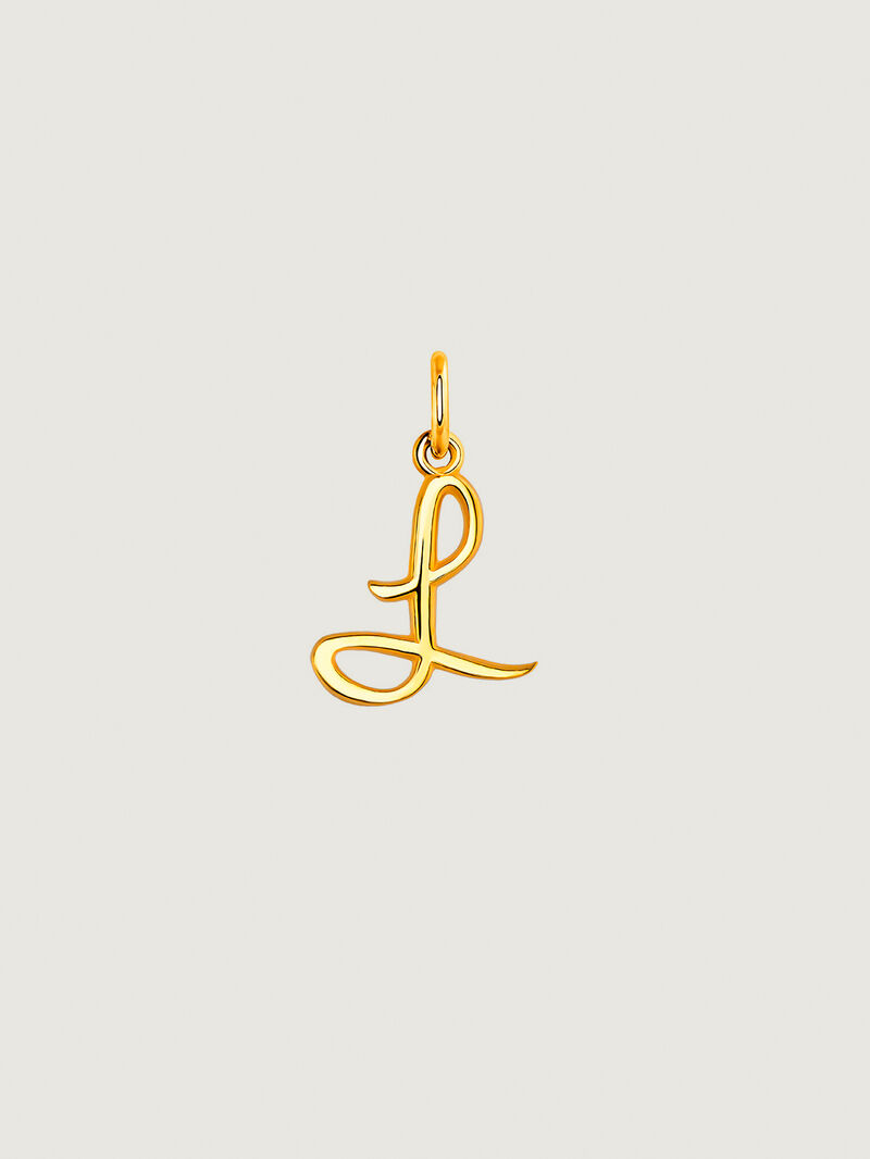 18K yellow gold-plated 925 silver charm with initial L image number 0