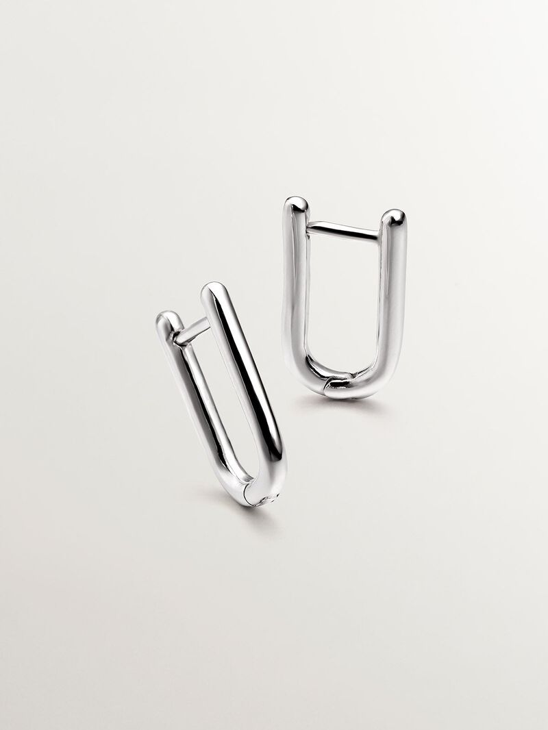 925 silver long hoop earrings image number 2