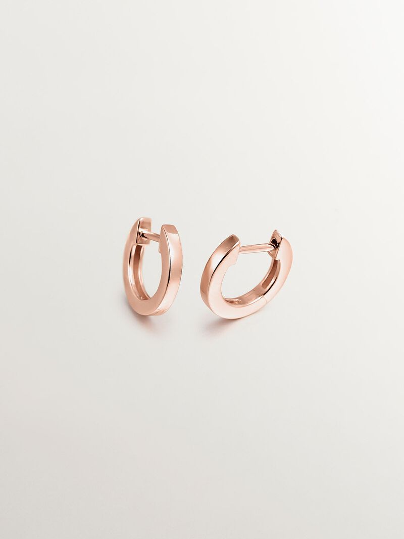 Small 925 silver hoop earrings bathed in 18K rose gold image number 2