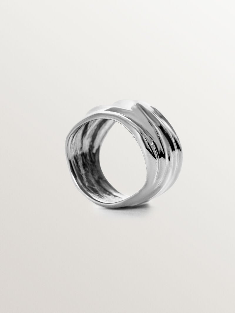 Wide textured 925 silver ring image number 4