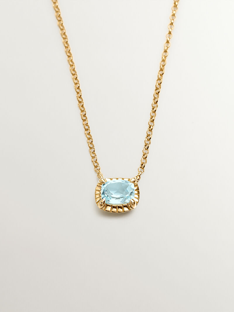 925 Silver pendant bathed in 18K yellow gold with sky blue topaz. image number 0