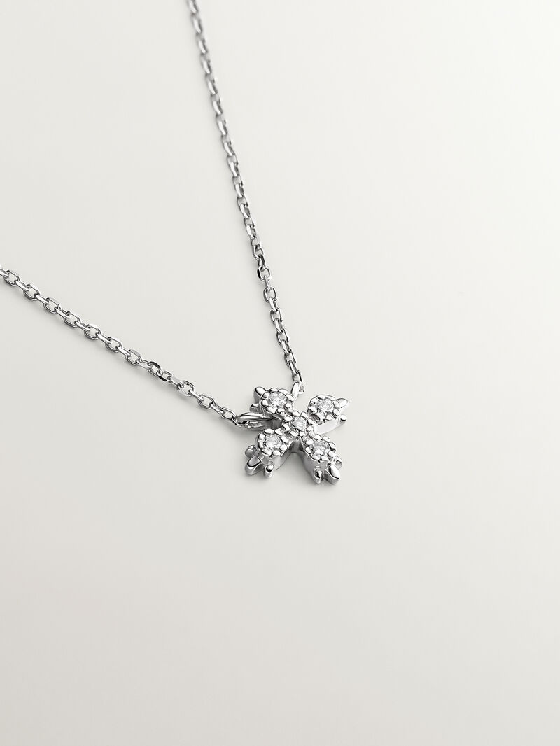 18K white gold pendant with cross featuring white diamonds. image number 2