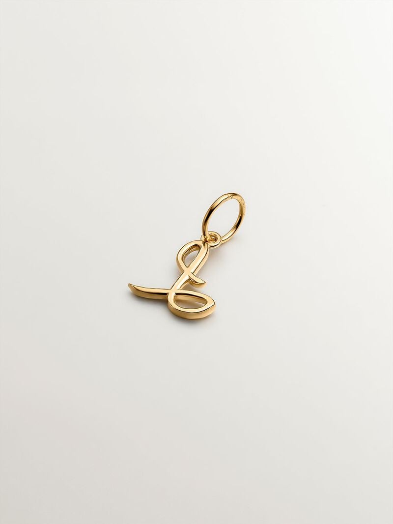 18K yellow gold-plated 925 silver charm with initial L image number 1