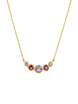Pendant in 18k yellow gold-plated silver with rhodolites and amethysts, J05297-02-PAM-RO,hi-res