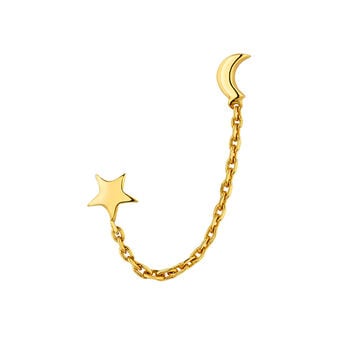 Boucle d'oreille pendentif étoile et lune argent, J04817-02-H, hi-res