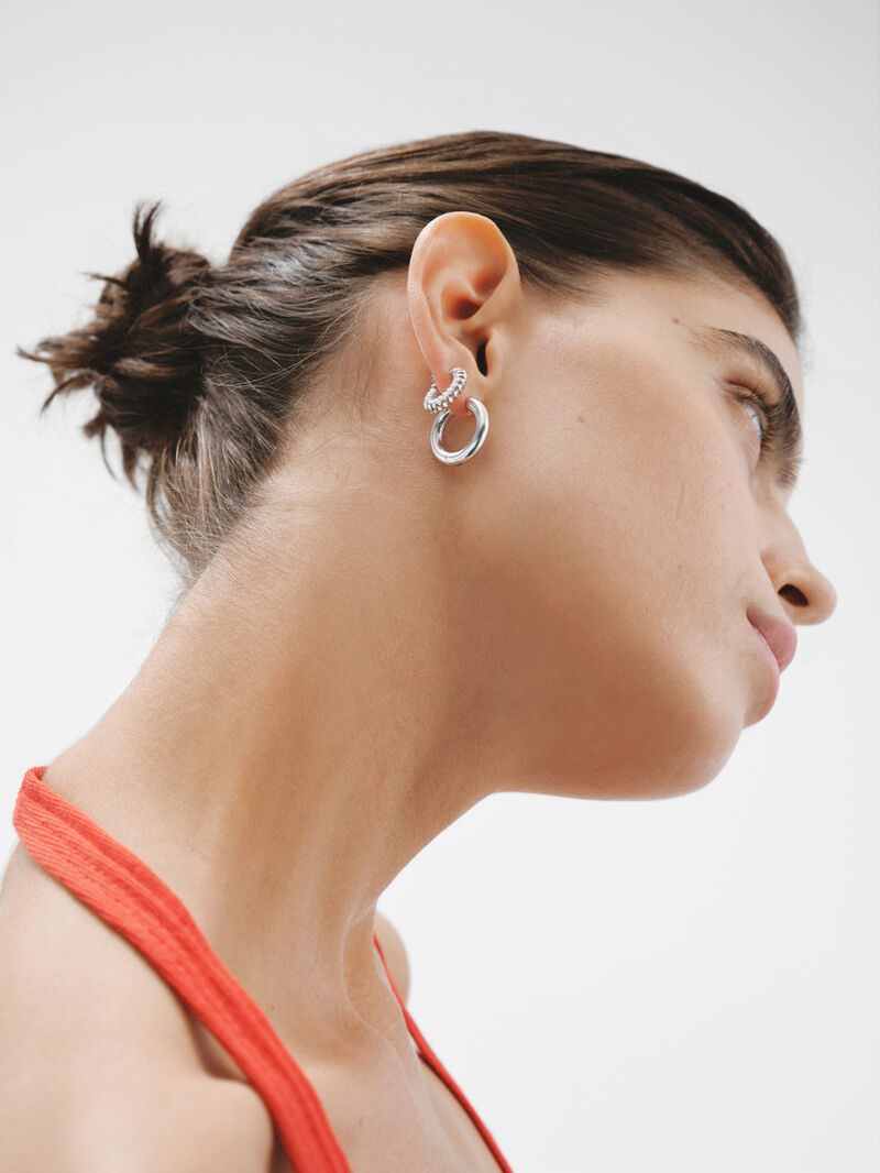 Medium-sized 925 silver hoop earrings image number 4
