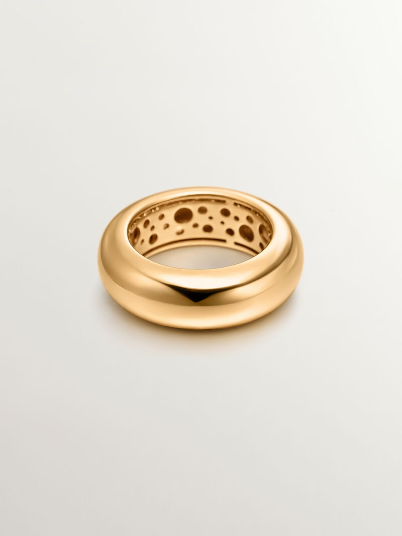 925 thick silver ring in 18k yellow gold image number 2
