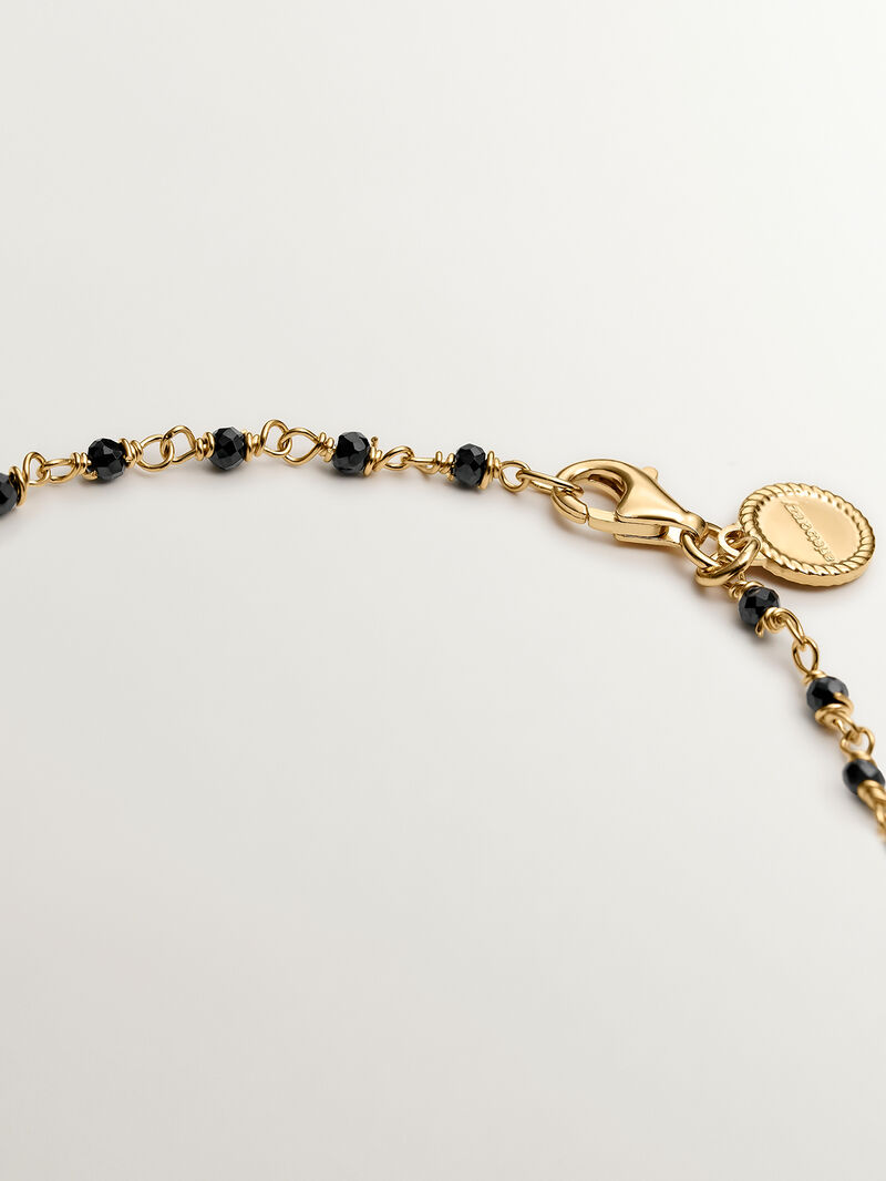 18K Yellow Gold Plated 925 Silver Bracelet with Black Spinel image number 4