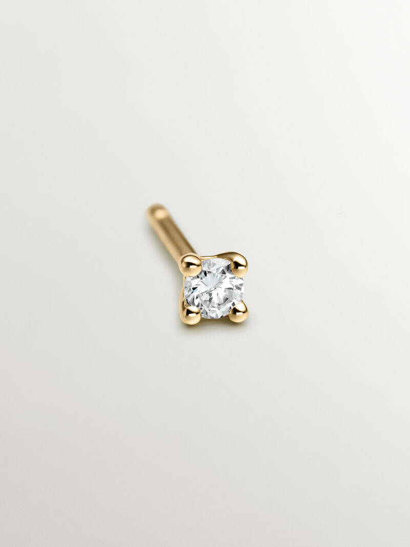 Individual 18K yellow gold earring with 0.05ct diamond image number 2