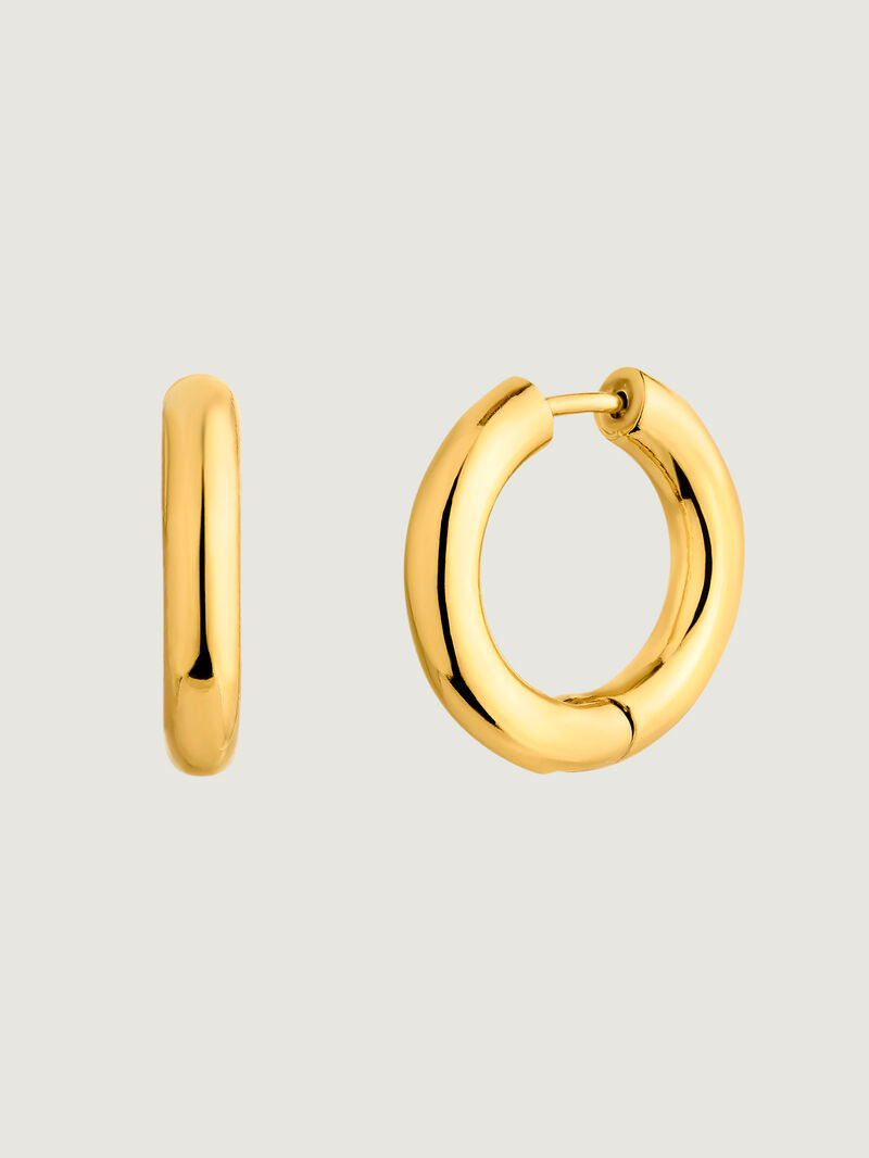 Medium hoop earrings made of 925 silver coated in 18K yellow gold image number 0