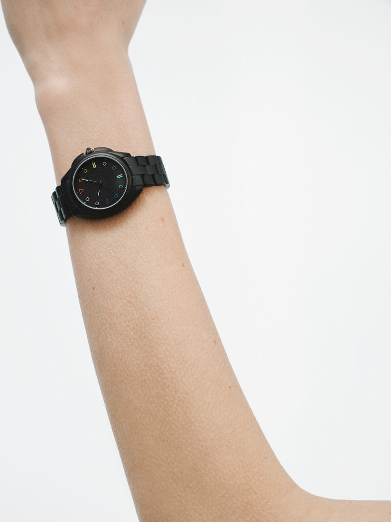 Stainless steel watch 316L black with black contrasts image number 1